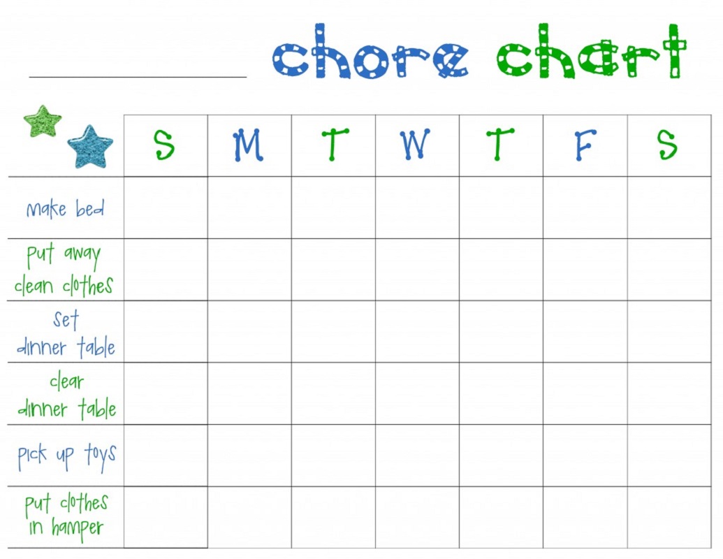 printable behavior chart with activity list