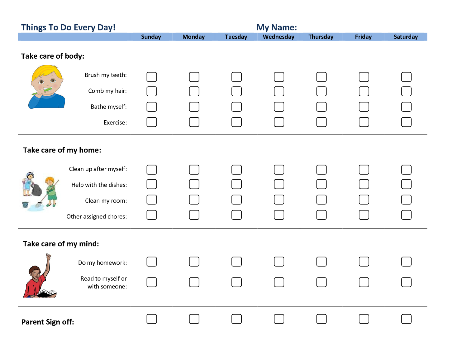 printable behavior charts for kids