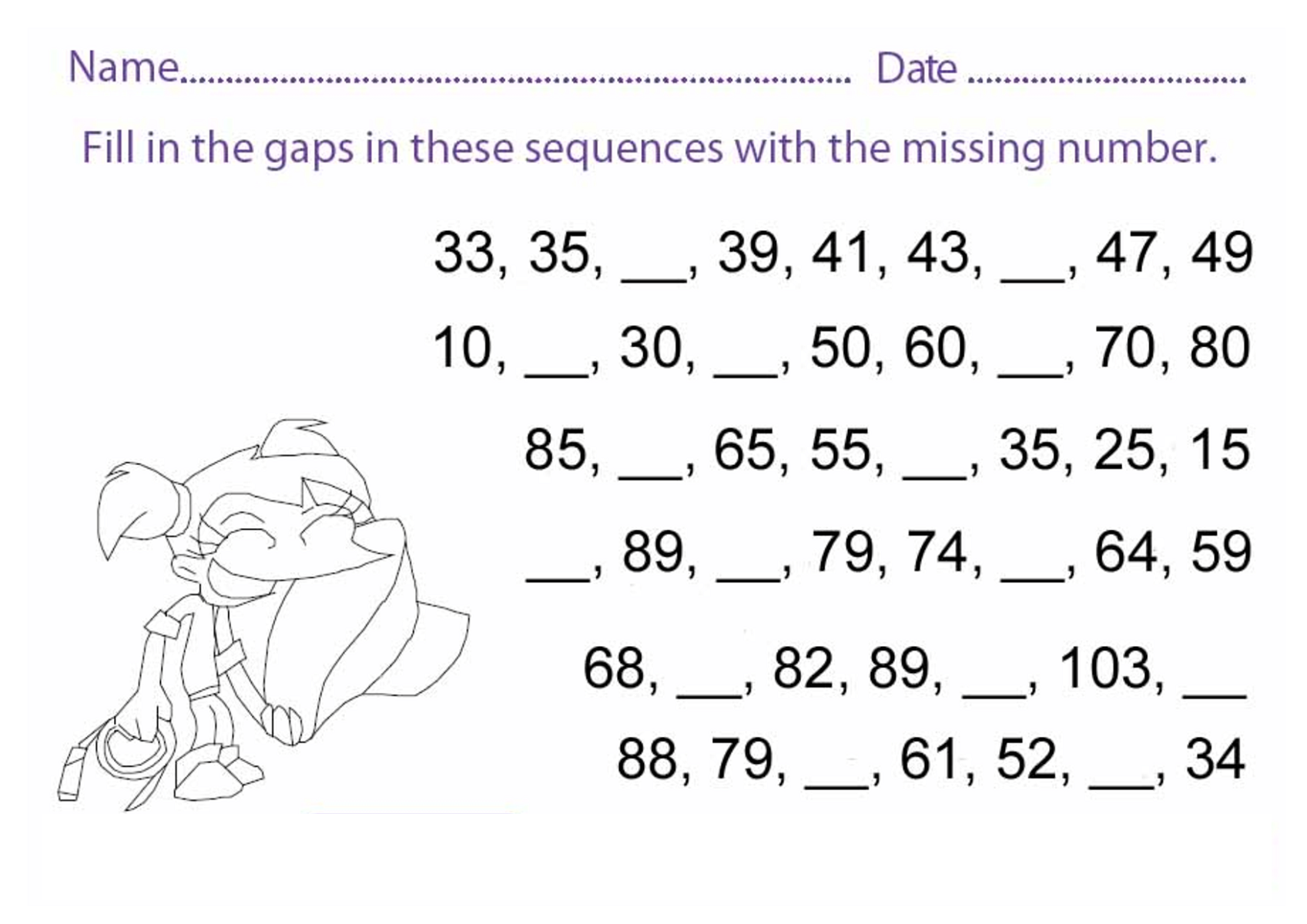 printable math games counting