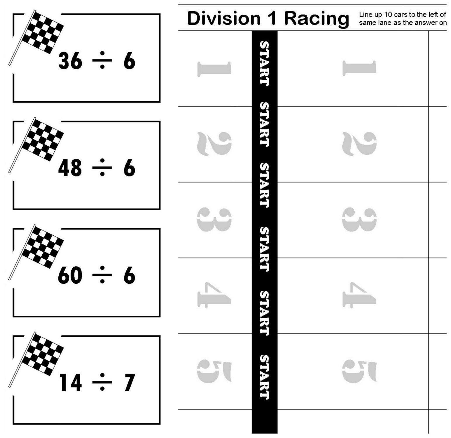 printable math games race theme