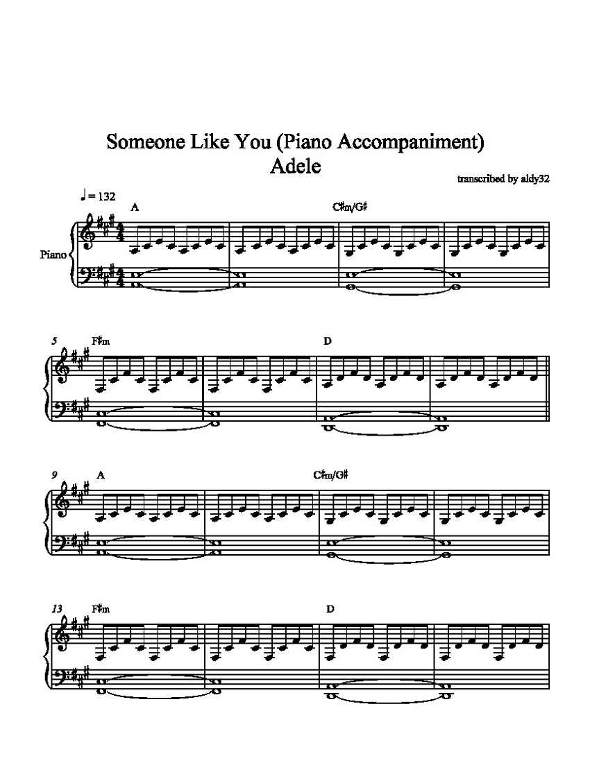 someone like you sheet music for print