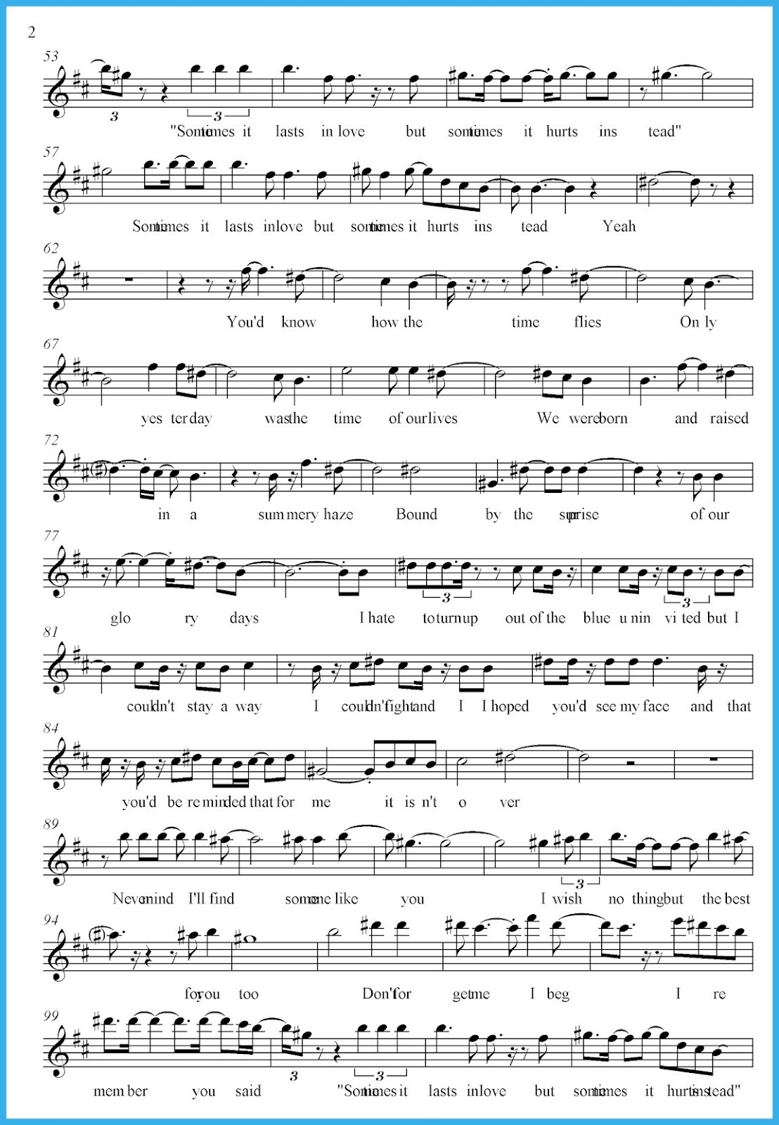 someone like you sheet music new