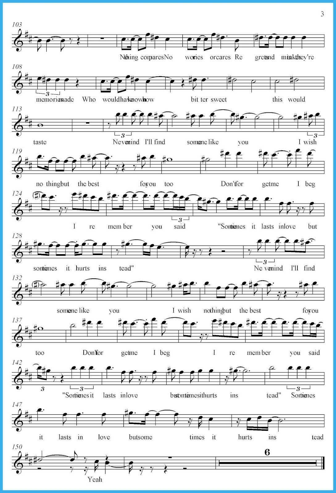 someone like you sheet music simple