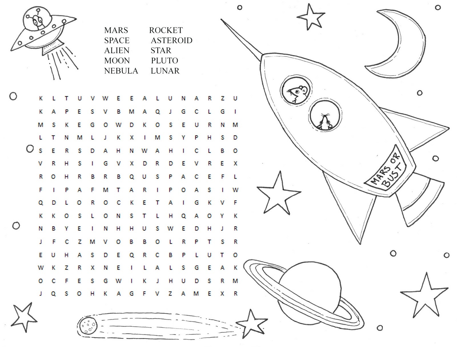 space puzzles for kids word