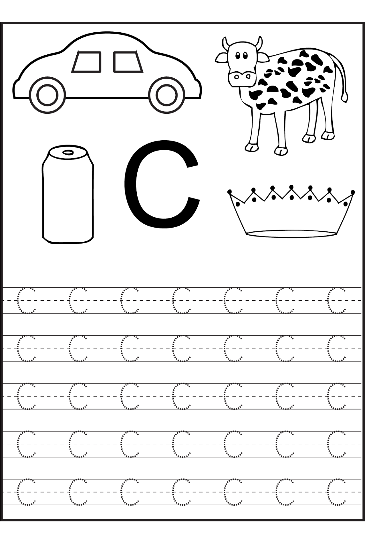 traceable alphabet letter C