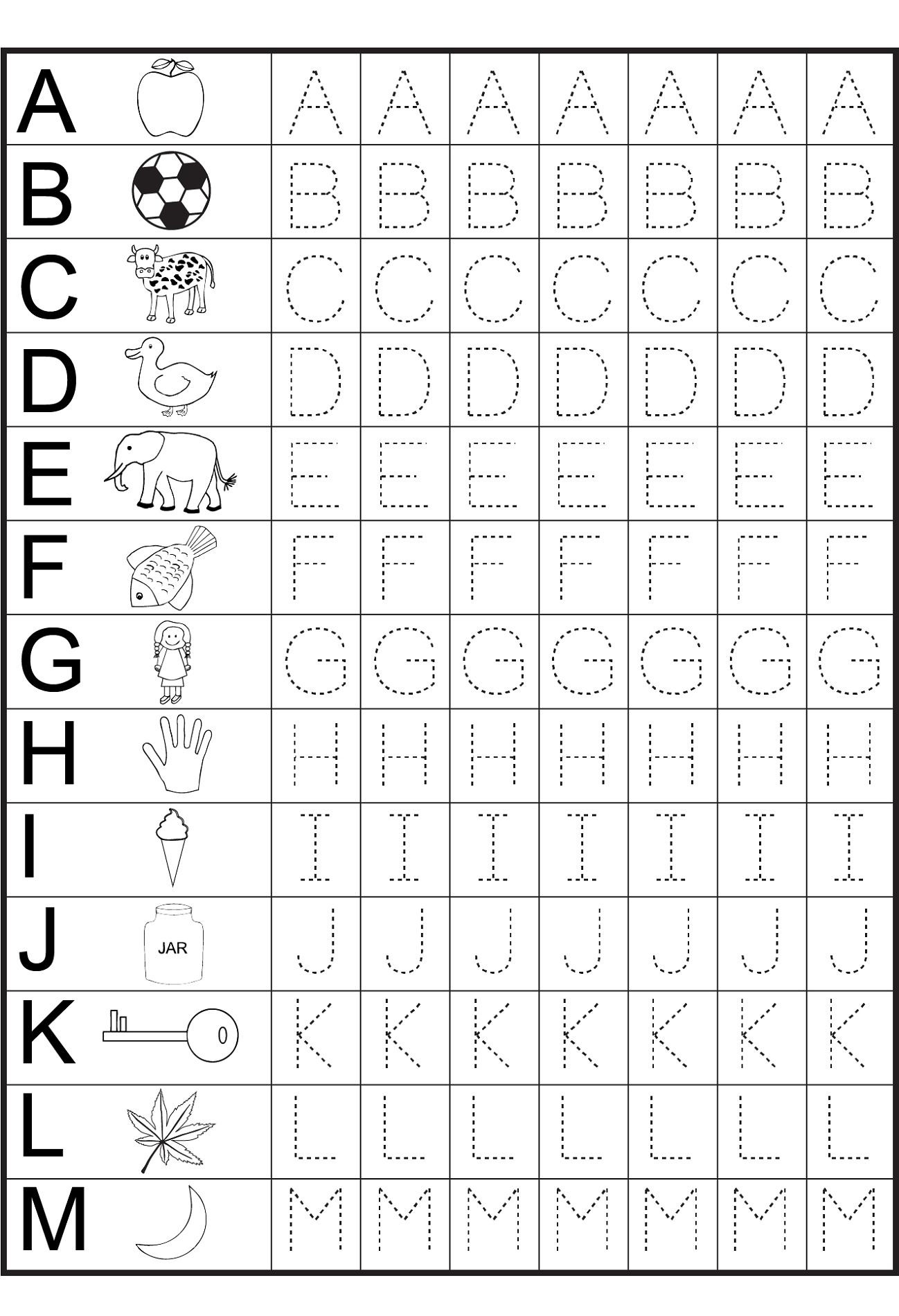 traceable alphabet with pictures