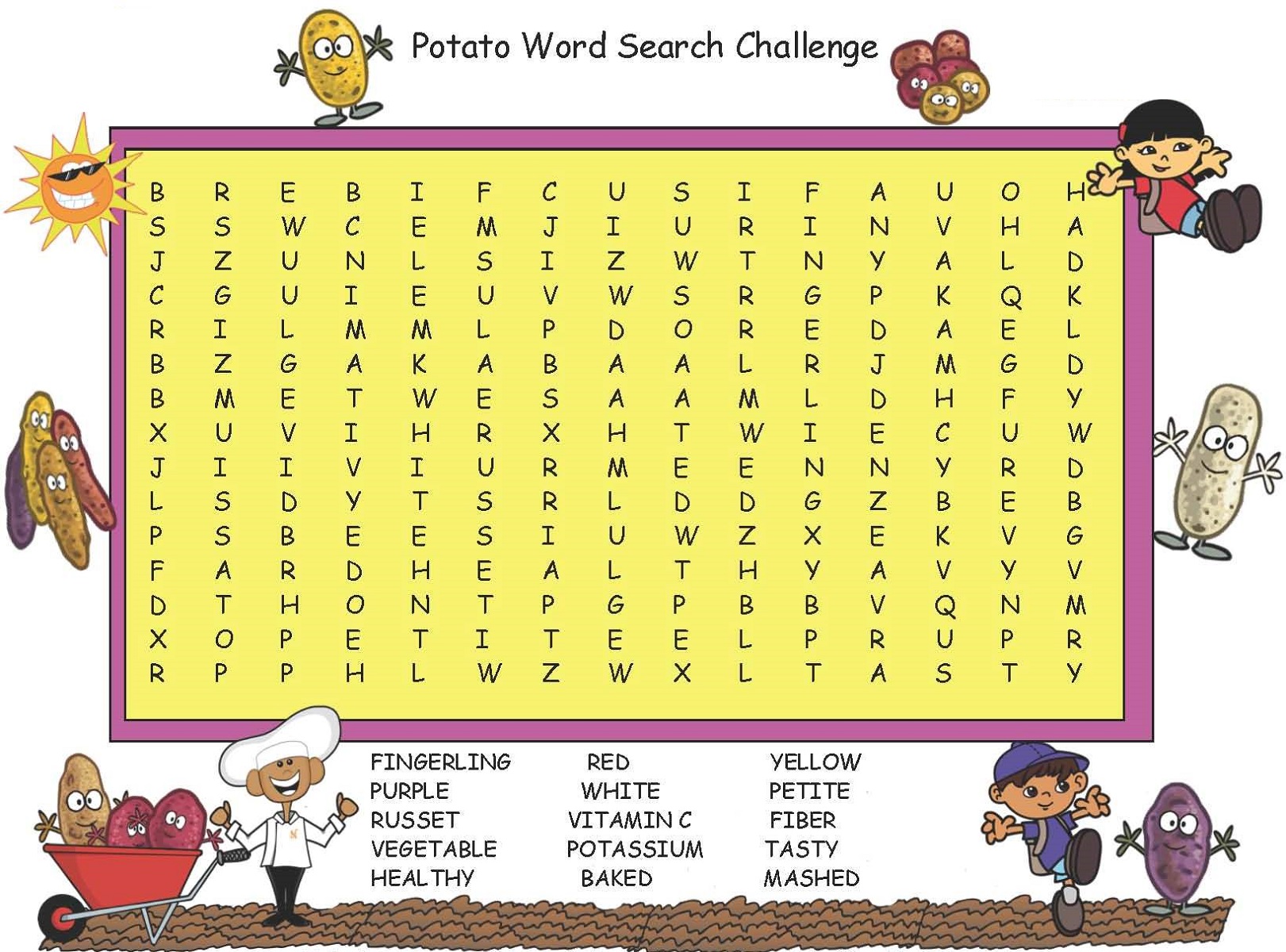 wordsearch for kids food theme