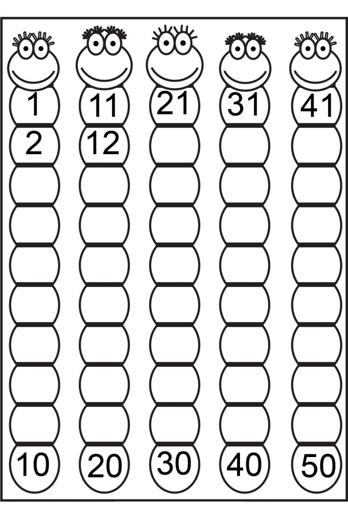 Writing Numbers 1 50 Worksheets Pdf