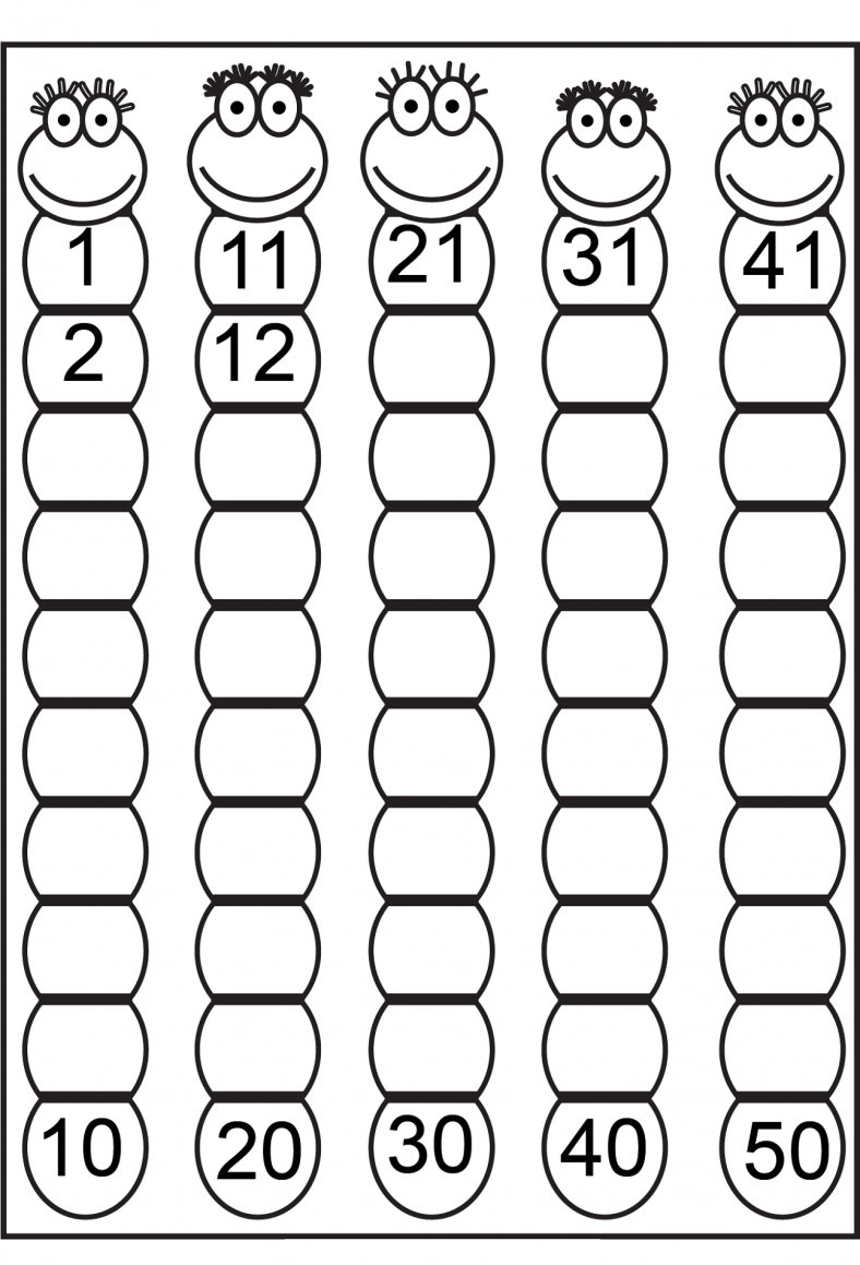 1 50 number charts to print activity shelter