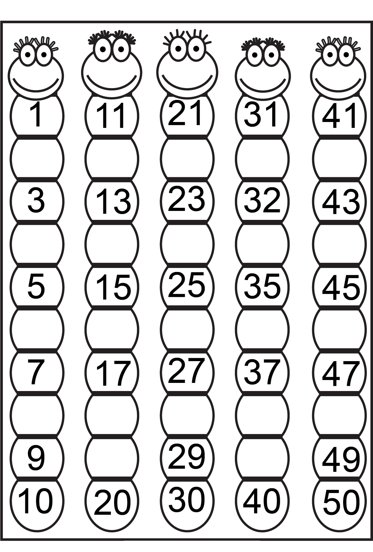 1 50 number charts to print activity shelter