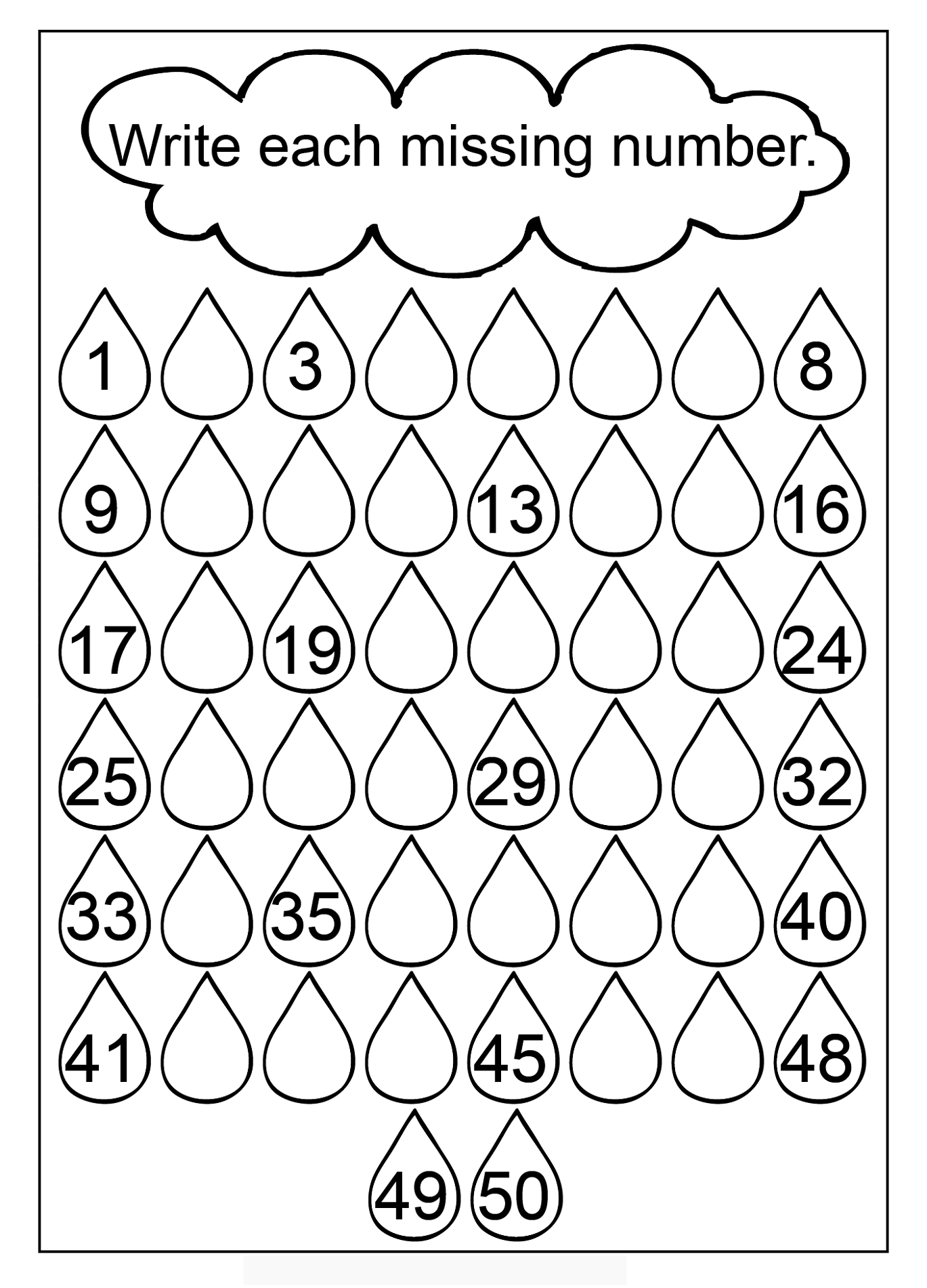 1 50 number charts to print activity shelter