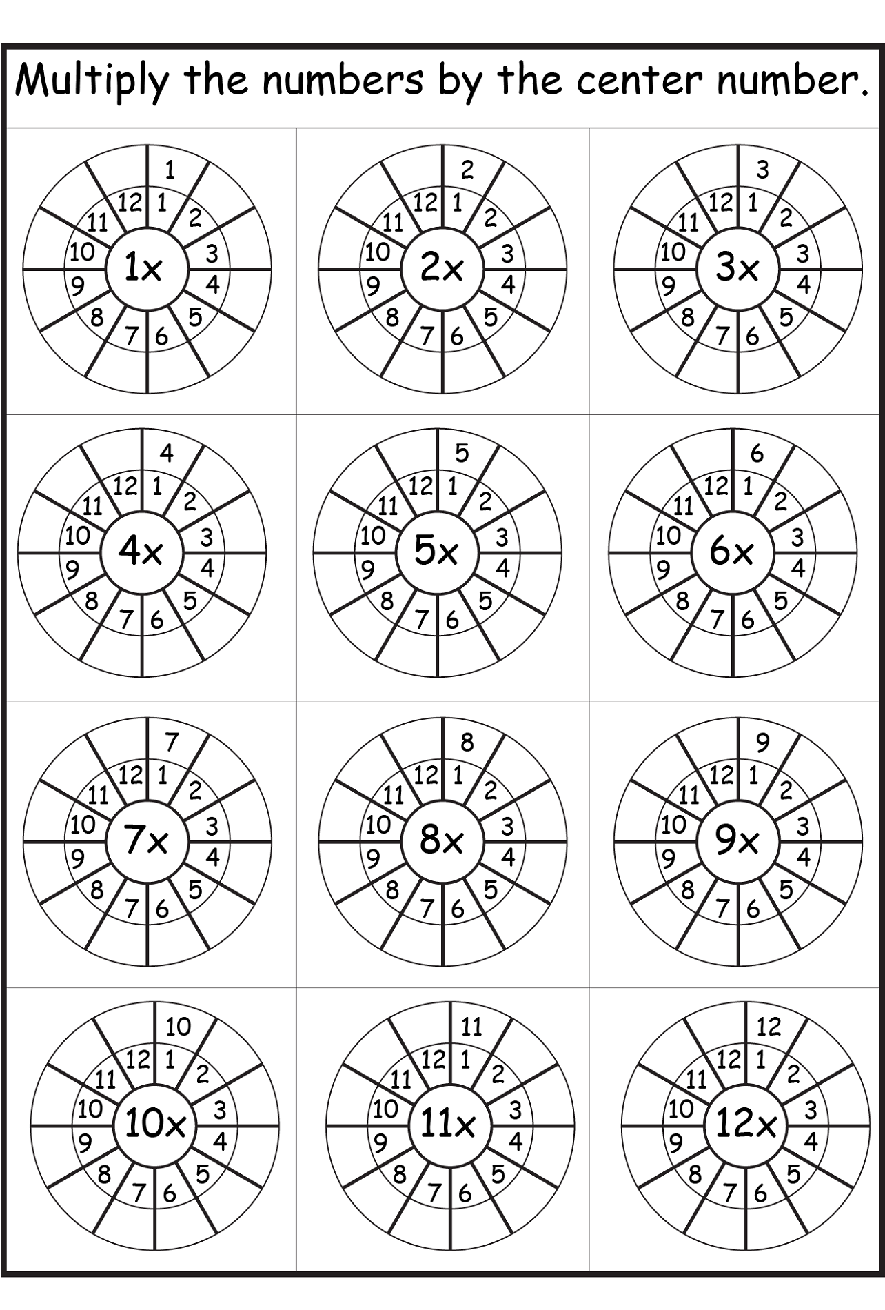 12 Times Tables Worksheets Activity Shelter