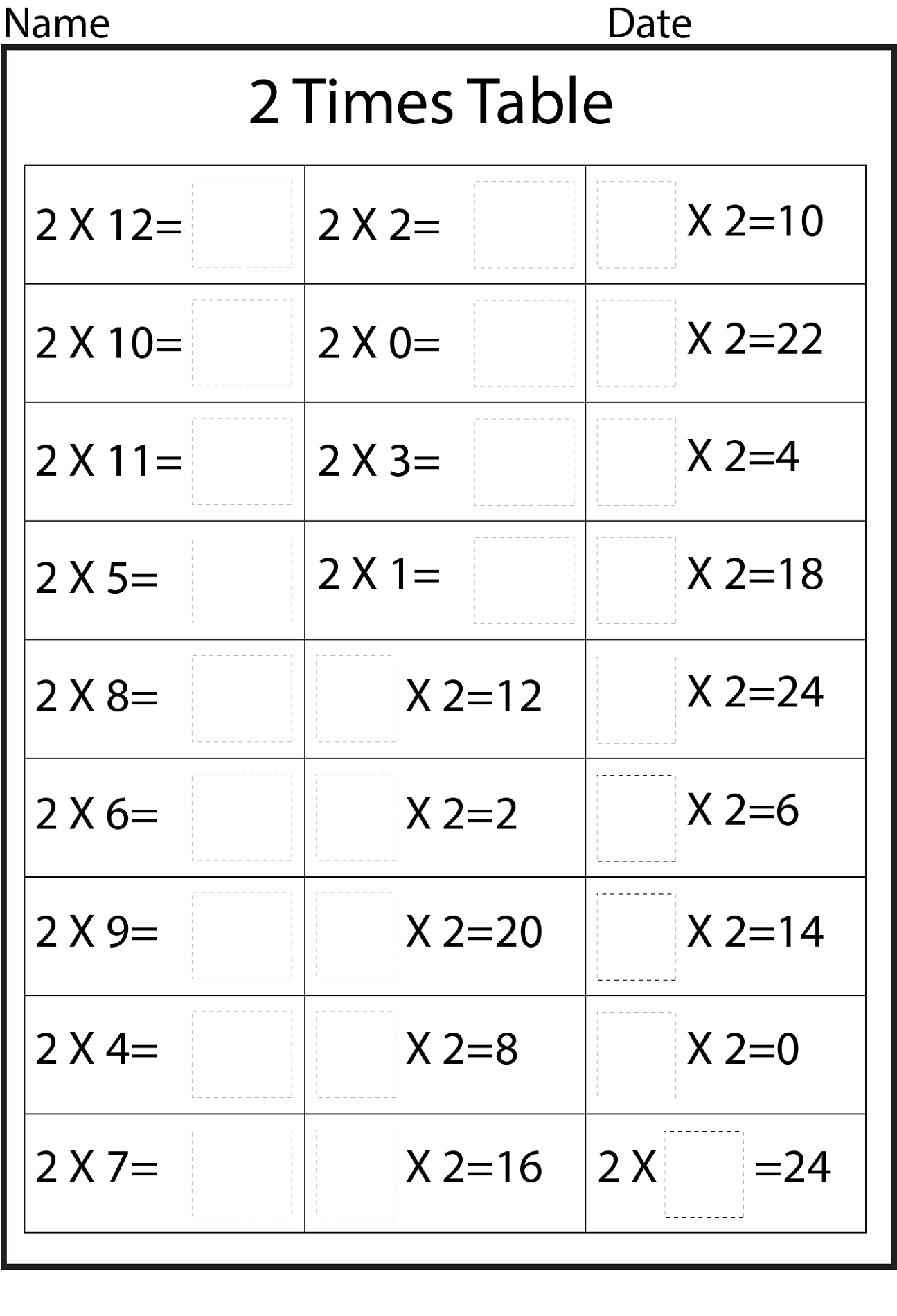Printable 20 Times Table Worksheets  Activity Shelter With Regard To 2 Times Table Worksheet