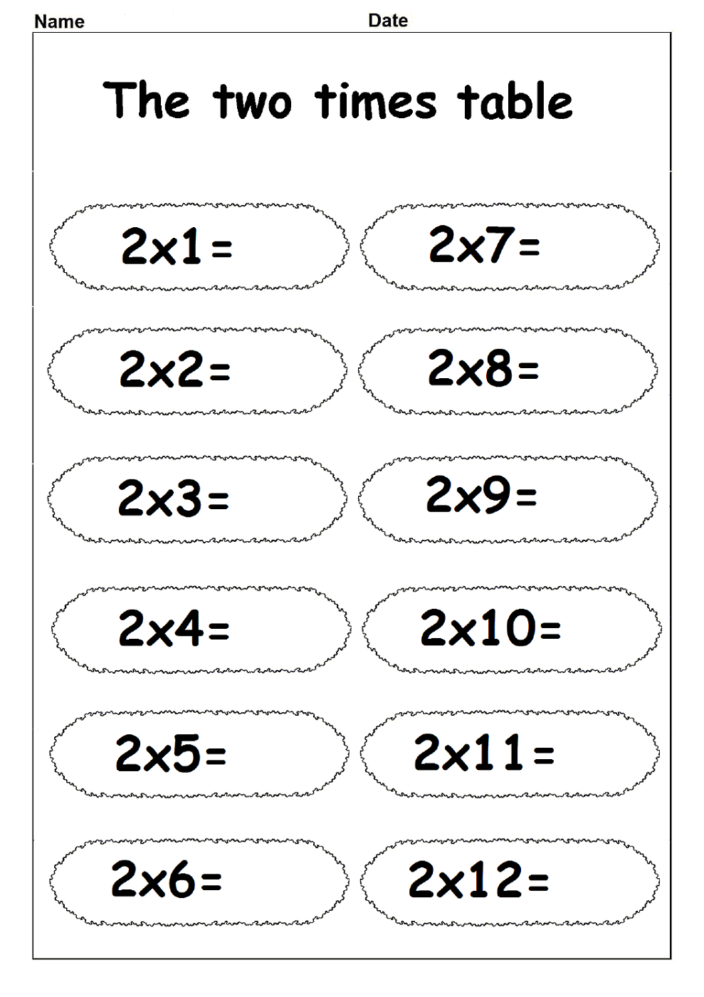 Printable 2 Times Table Worksheets Activity Shelter