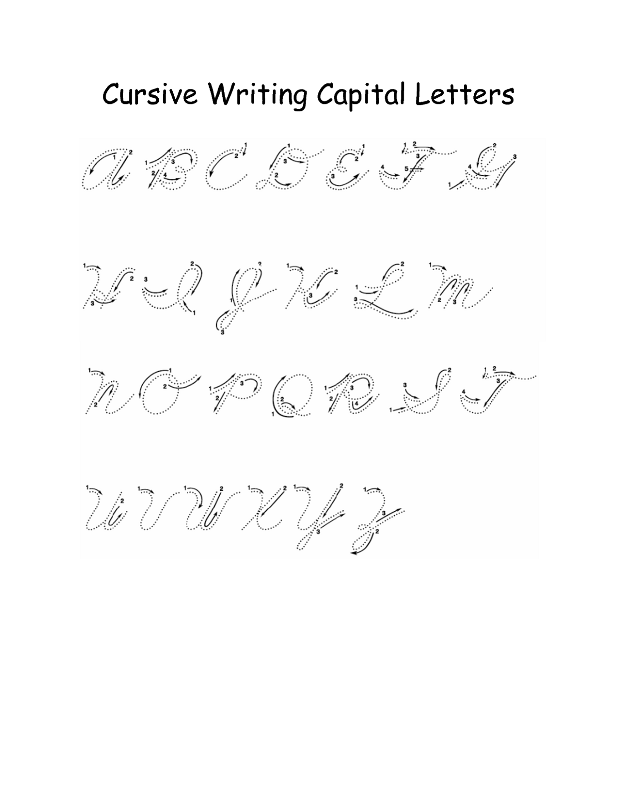 alphabet capital letters cursive