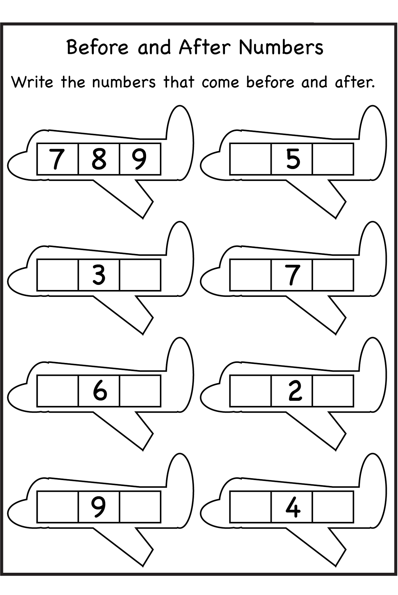 Before And After Numbers Worksheets For Preschoolers