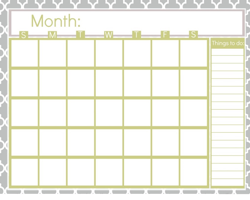 Printable Calender Paper Size