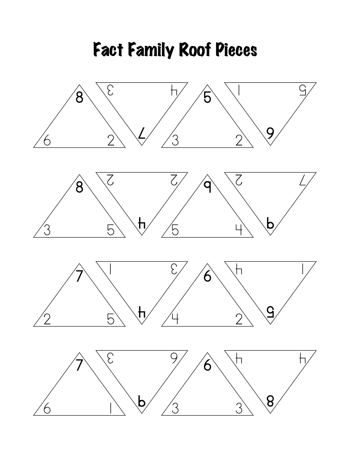 blank fact family worksheet roof