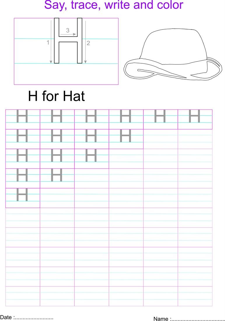 capital letters worksheet letter H