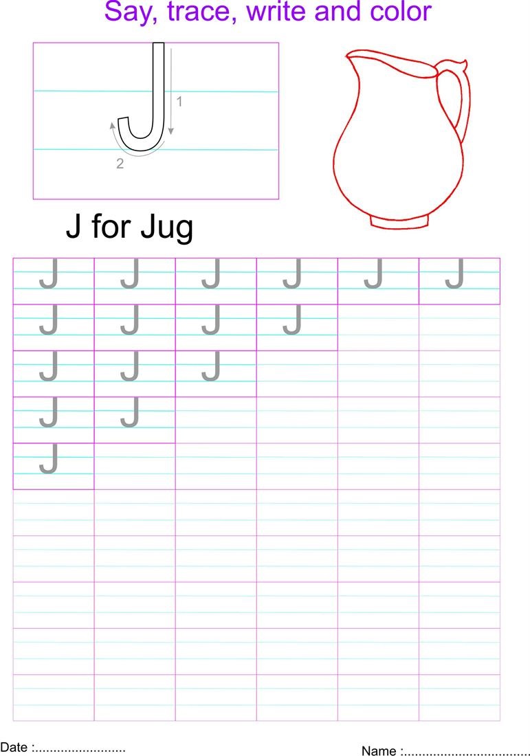 capital letters worksheet letter J