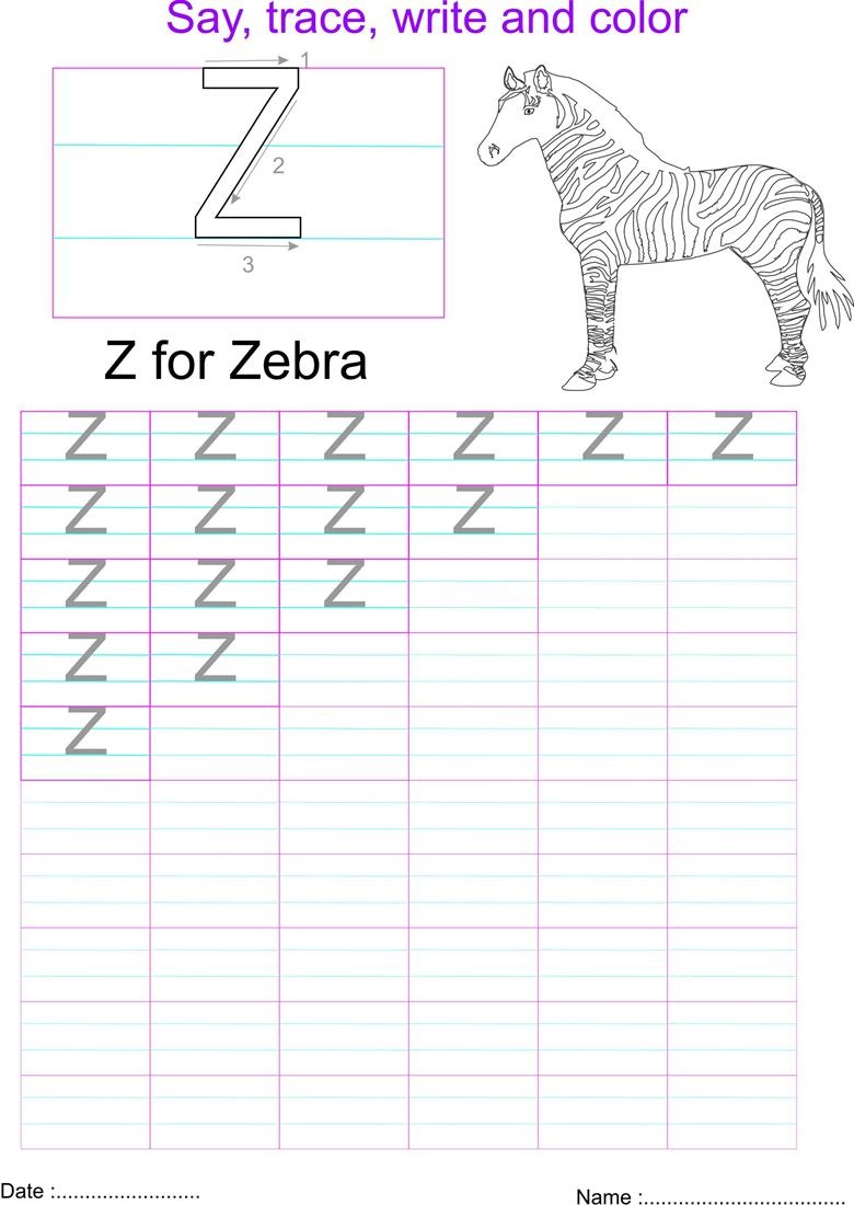 capital letters worksheet letter Z