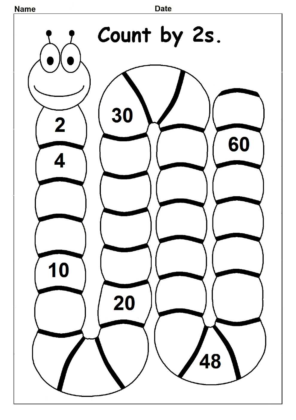 count by 2s worksheet exercise