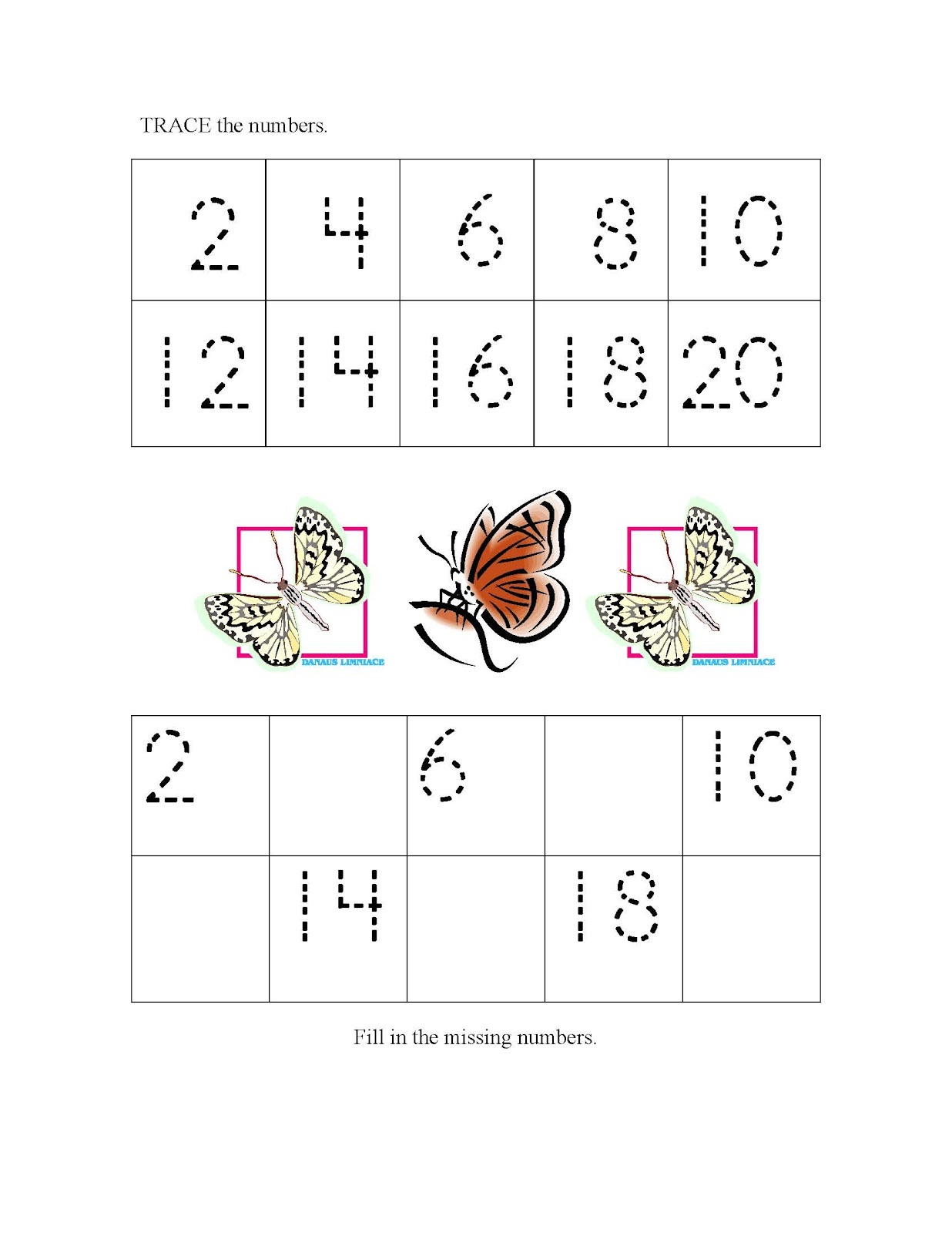 count by 2s worksheet tracing