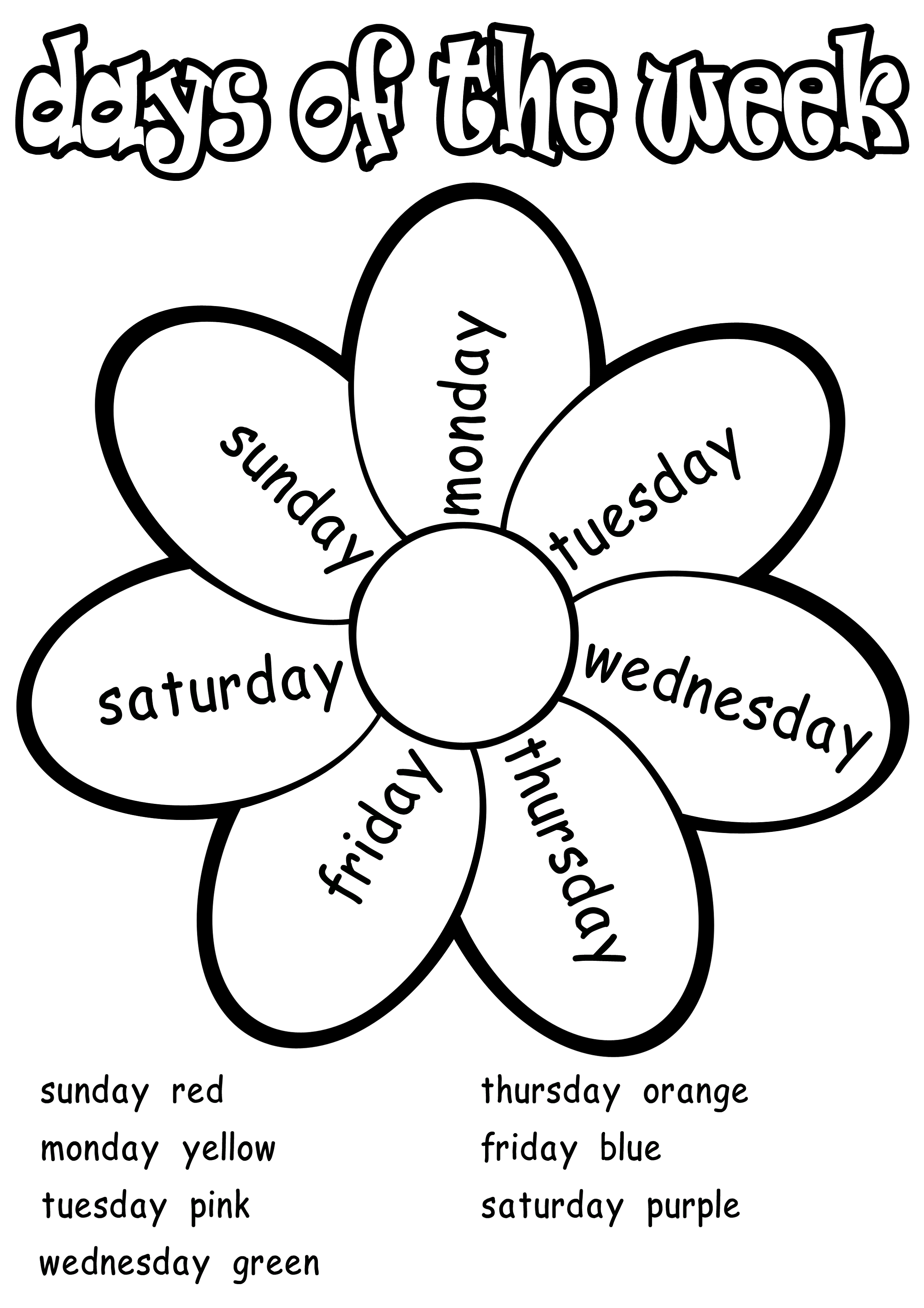 days of the week printables for preschoolers