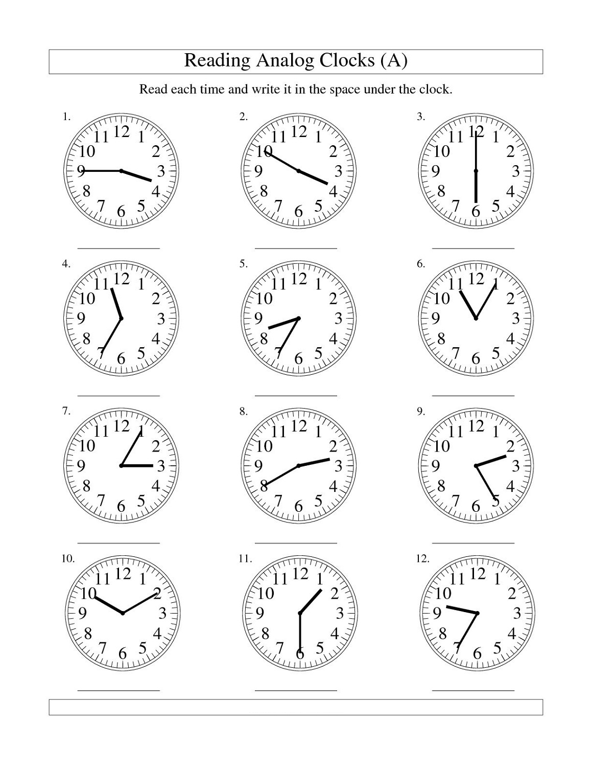 free elapsed time worksheet analog