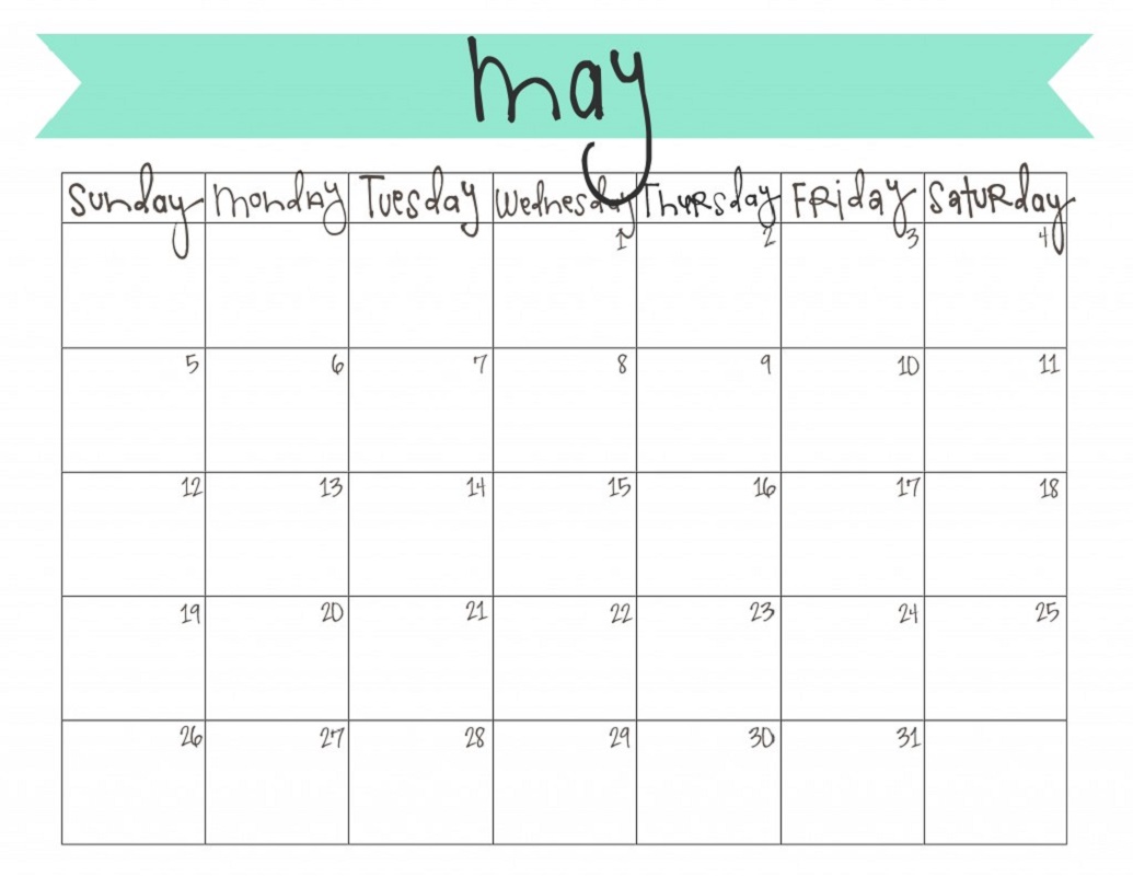 free printable calendar templates for may