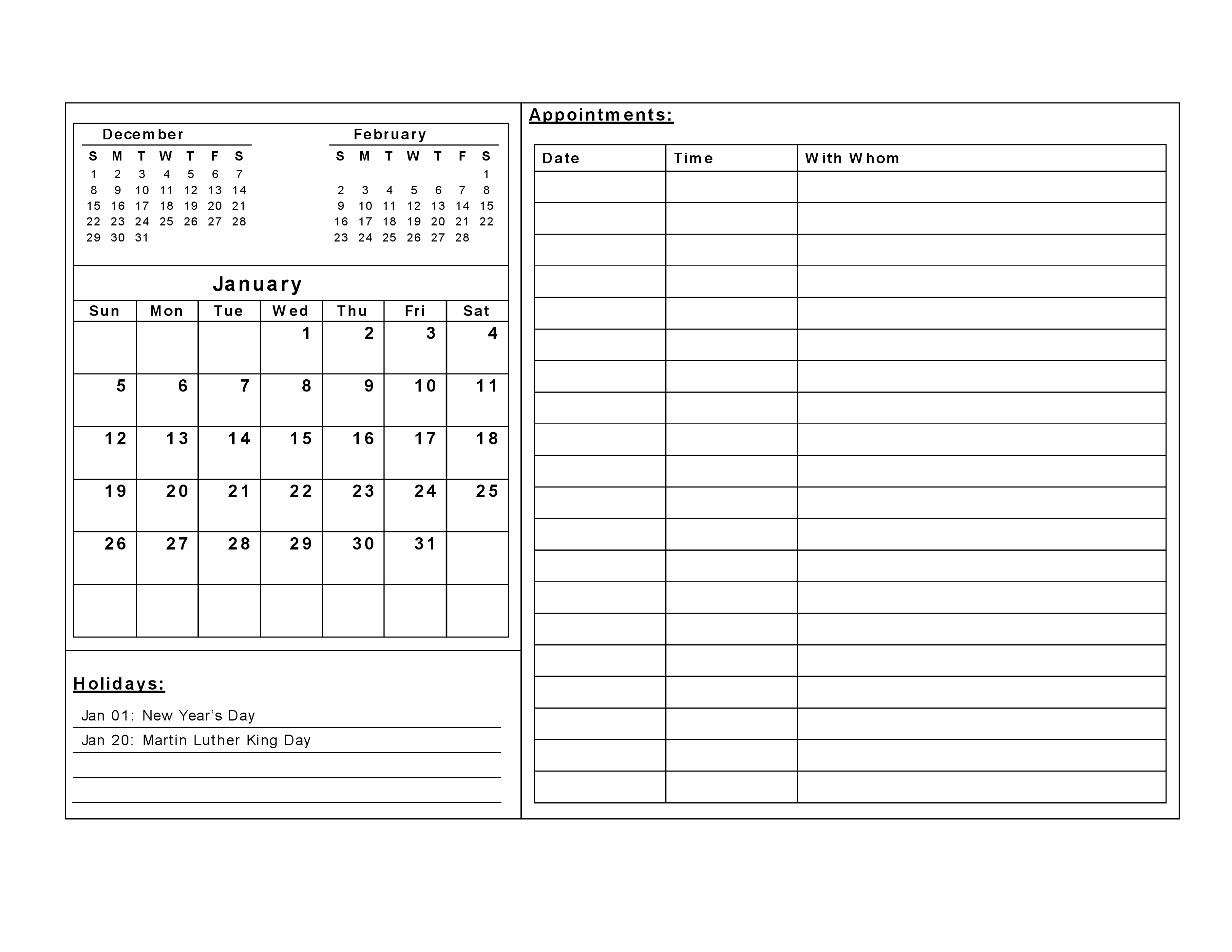 free printable calendar templates template