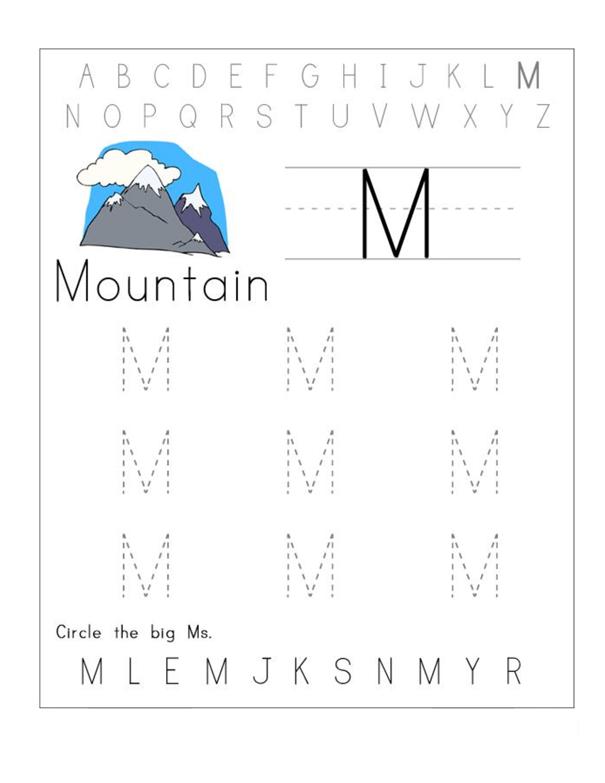 free traceable worksheet mountain
