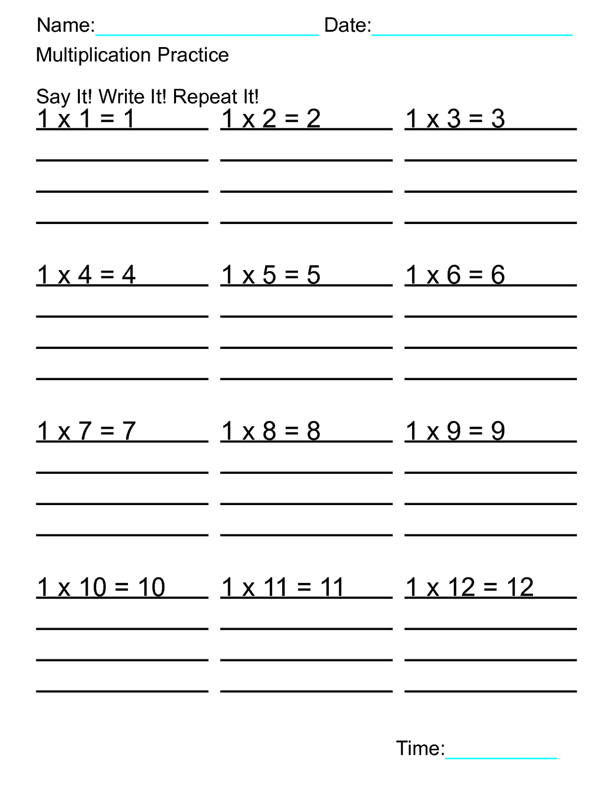 fun sheets for math multiplication