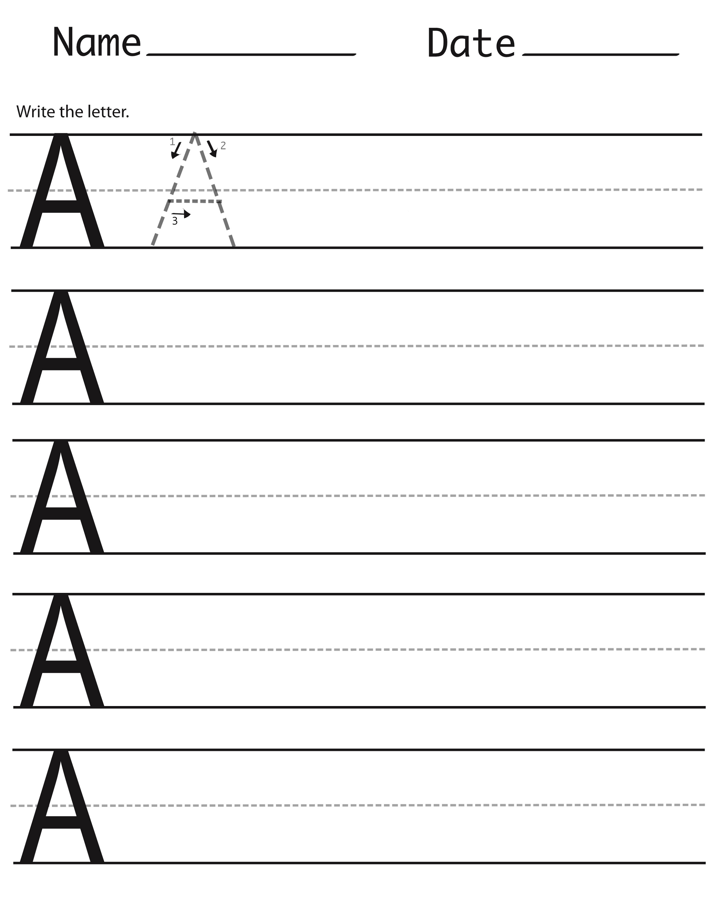 handwriting sheets letter A