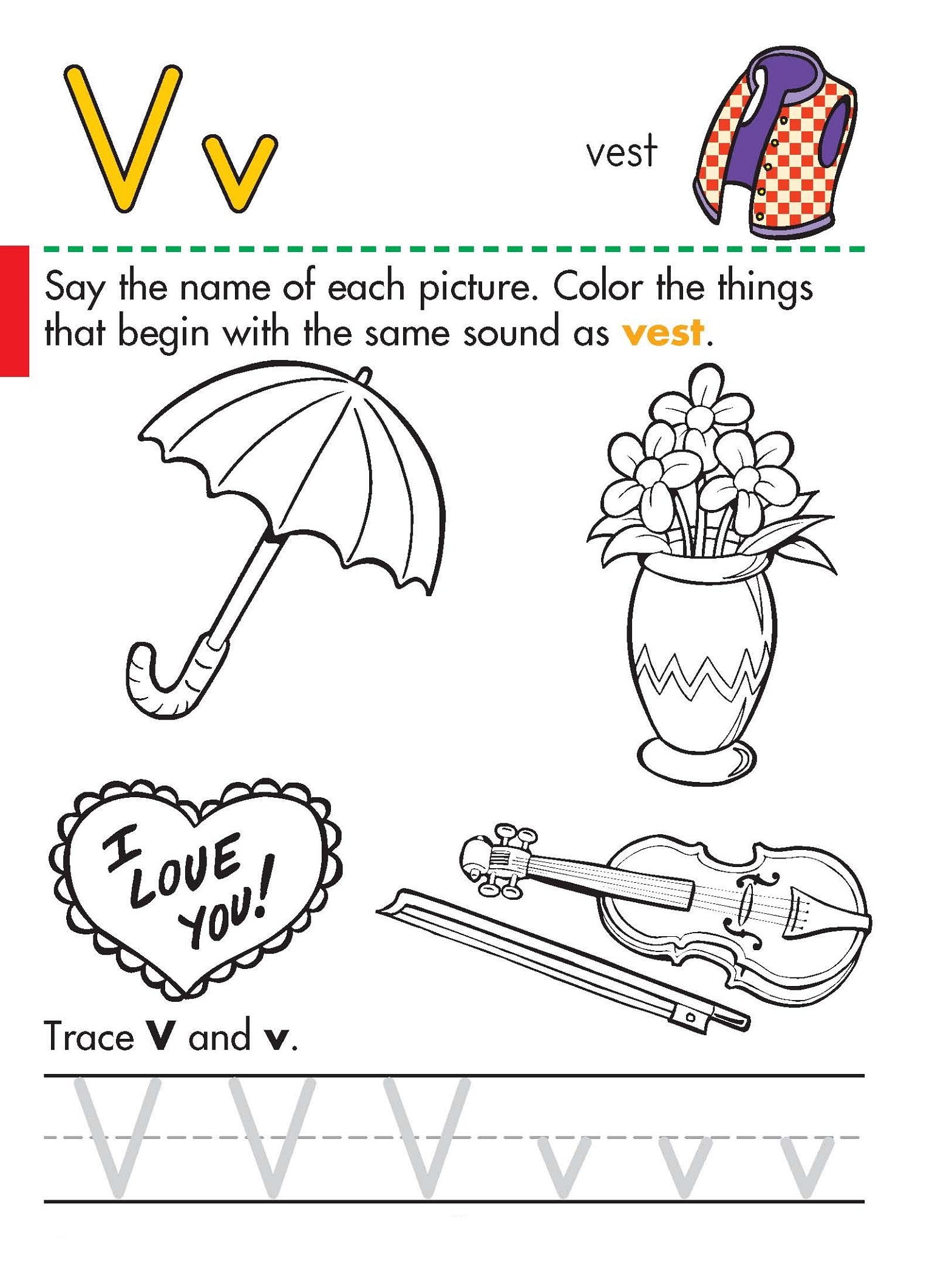 letter v worksheets tracing