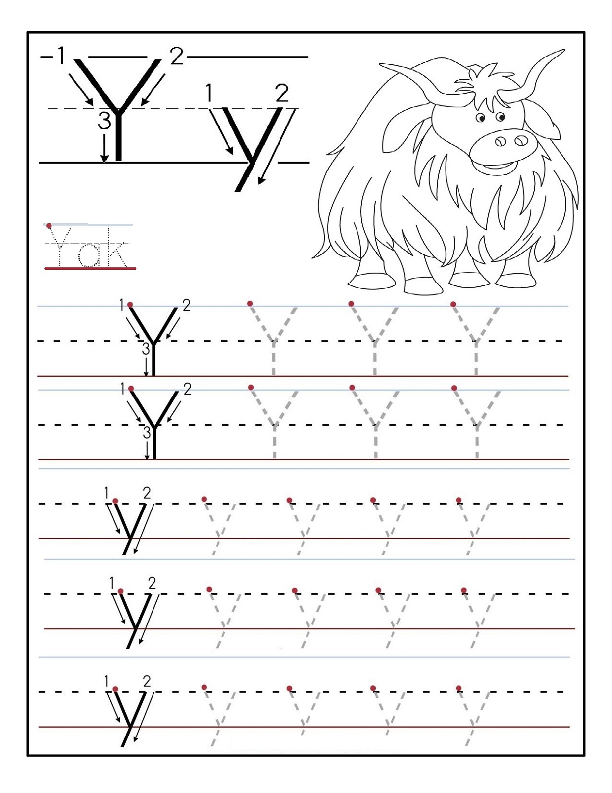 Free Printable Letter Y Tracing Worksheets Free Printable Letter Y Tracing Worksheets