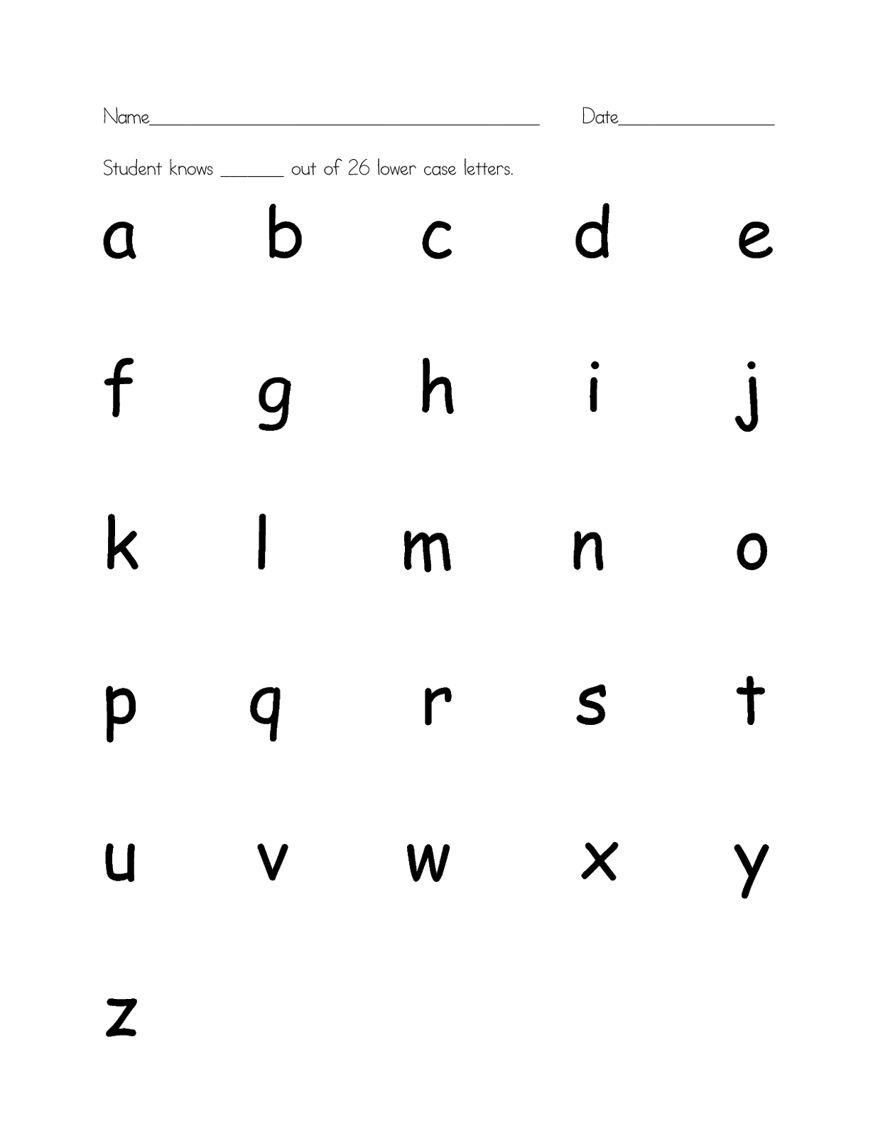 lower case alphabet printable
