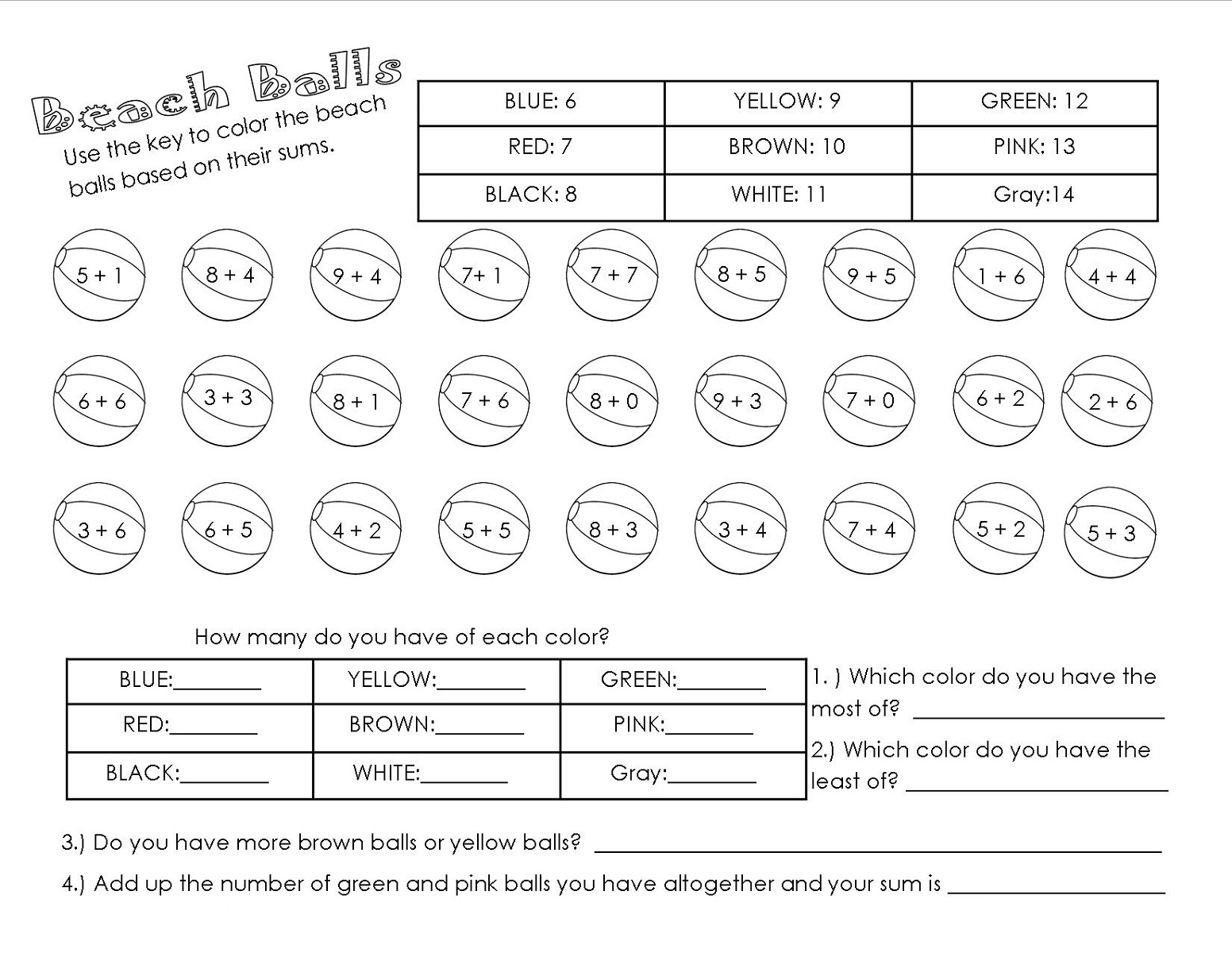 math fun sheet interesting