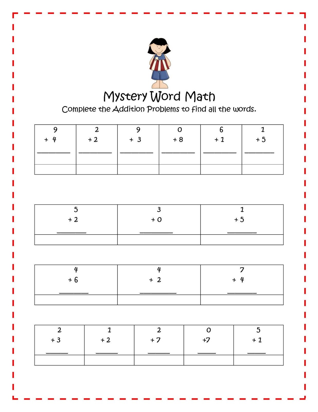 math fun worksheets mystery