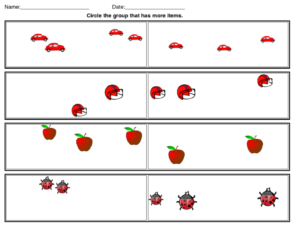 more less worksheets for more