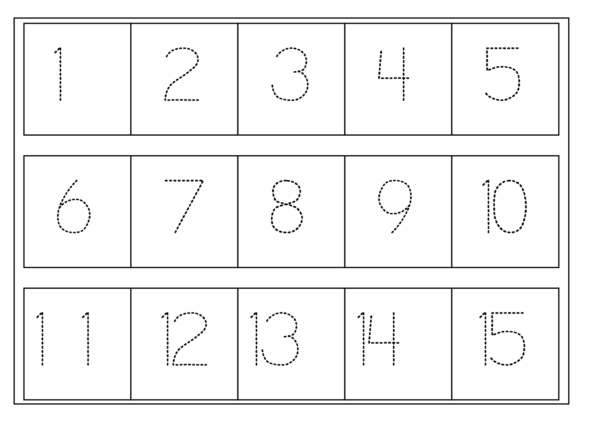 number 15 worksheet for tracing