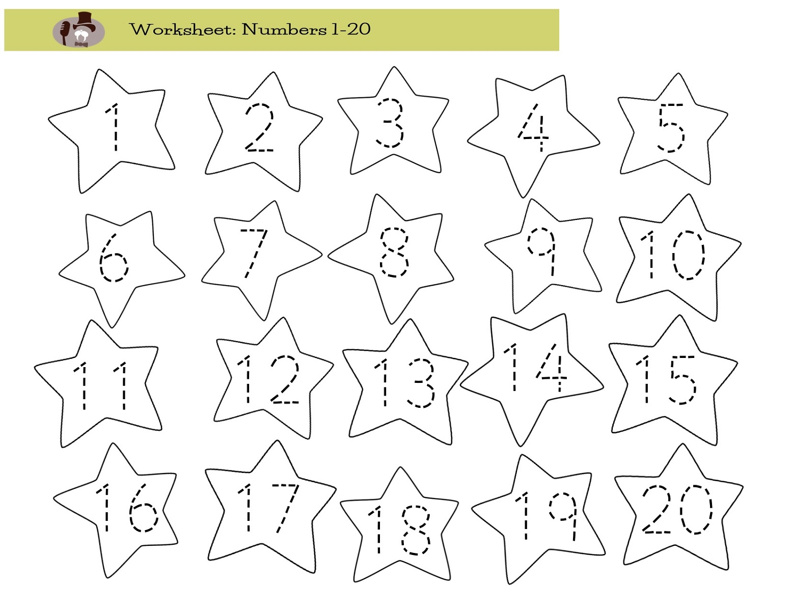 number 20 worksheet printable