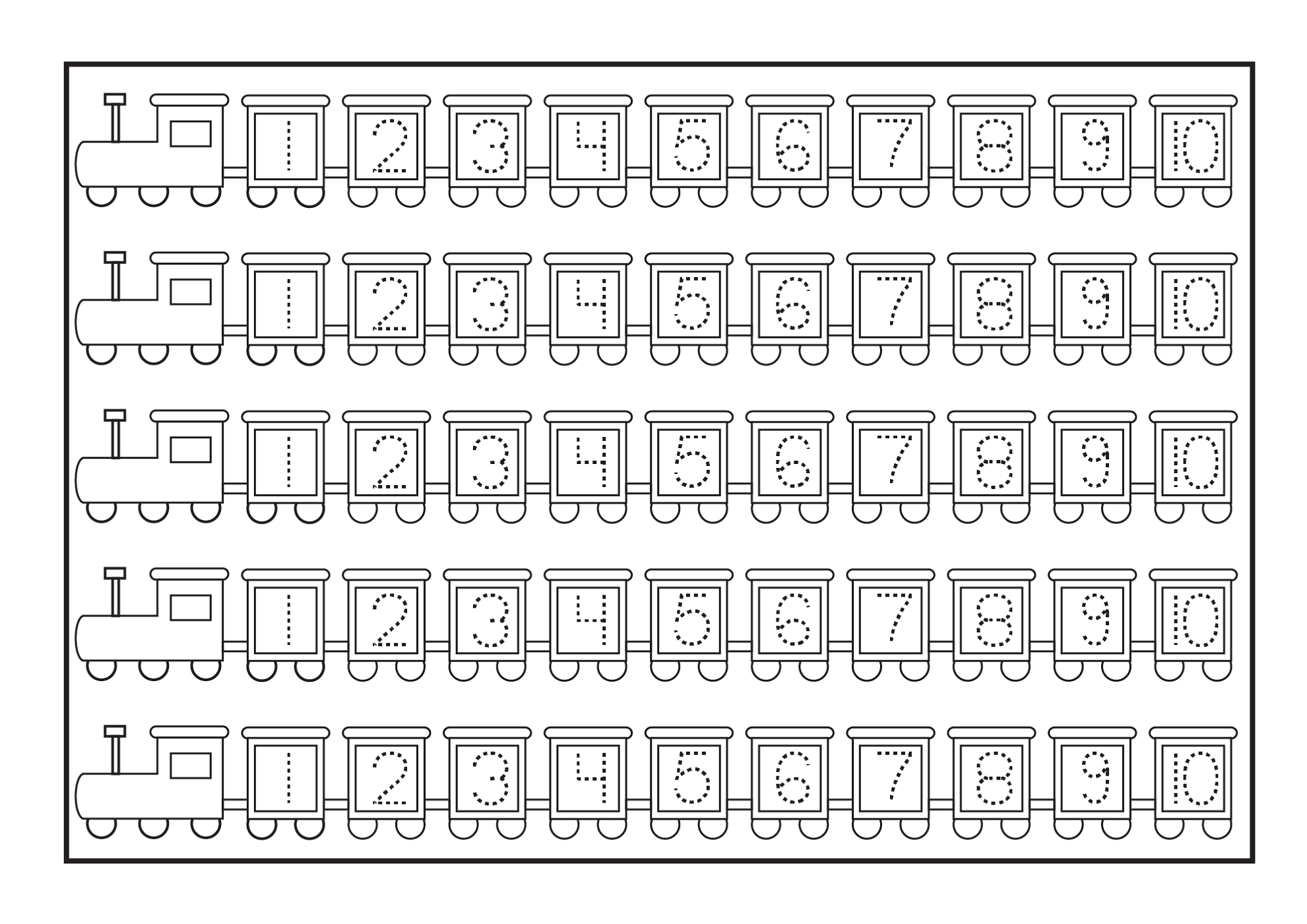 number chart 1-10 tracing