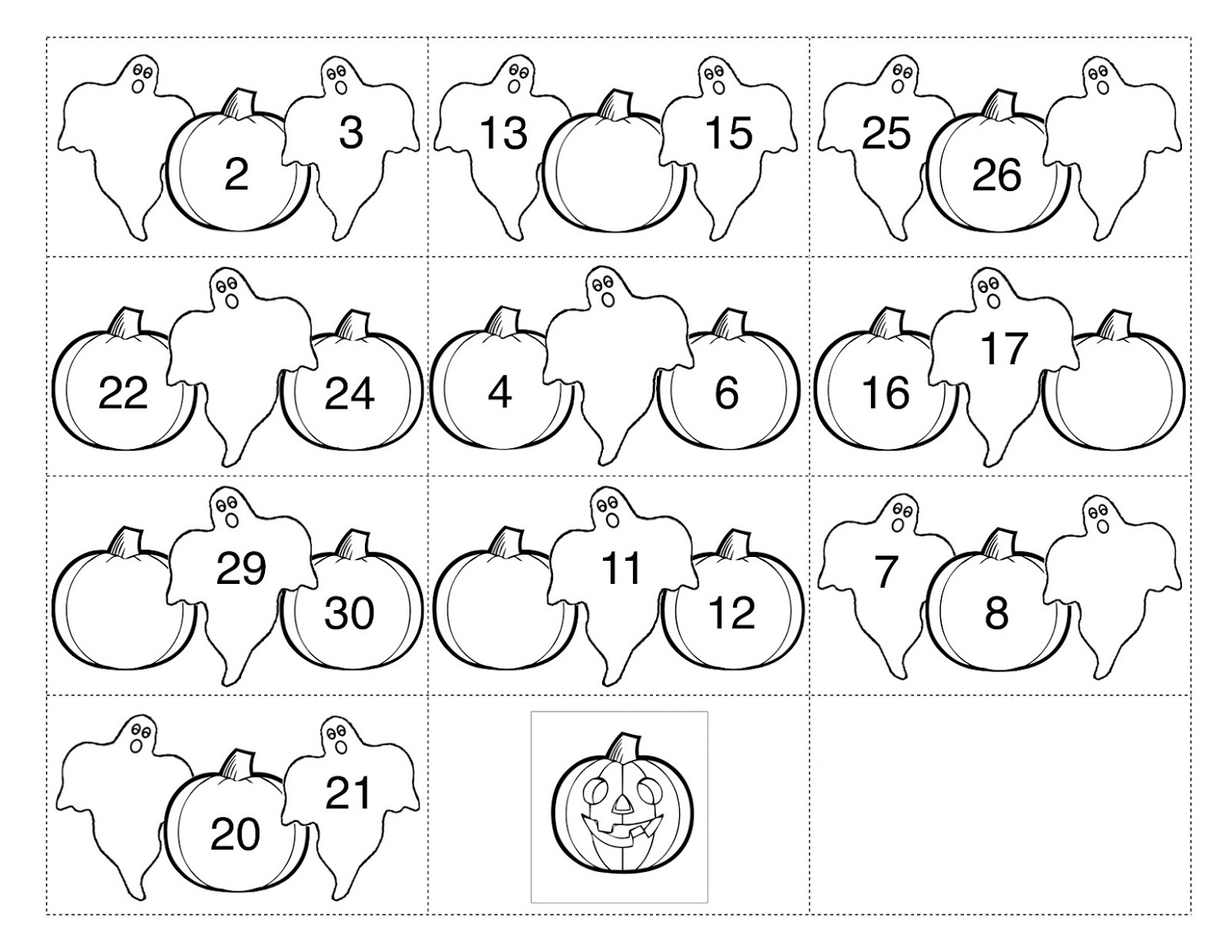 number chart 1-30 arrange