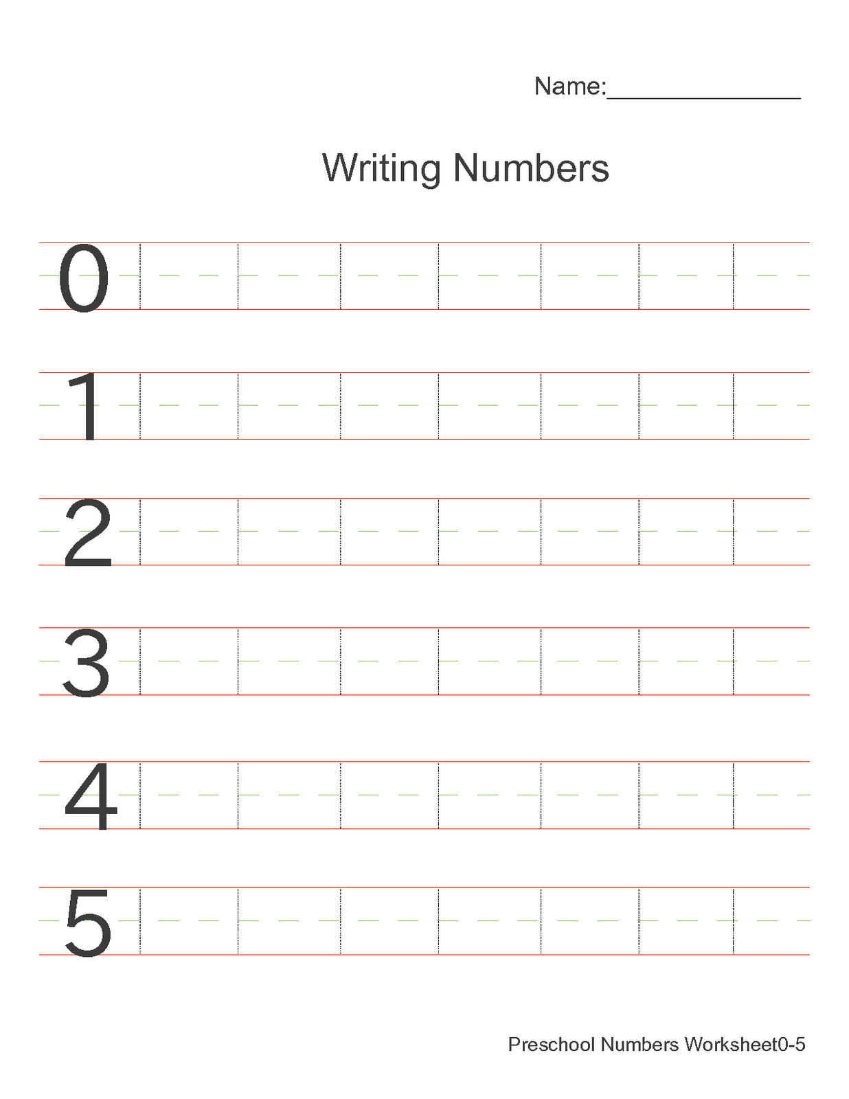 number practice sheets for writing