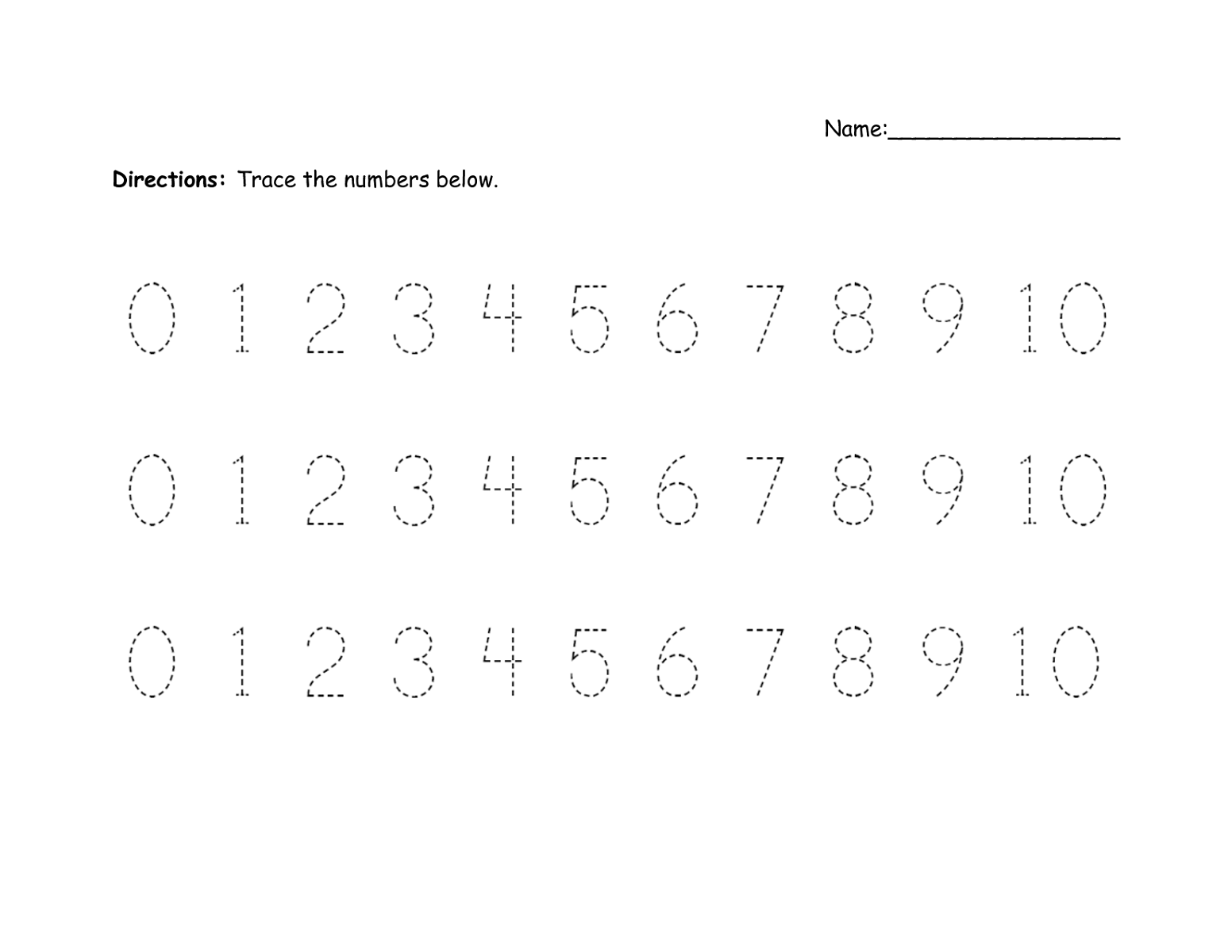 number tracer pages 1-10