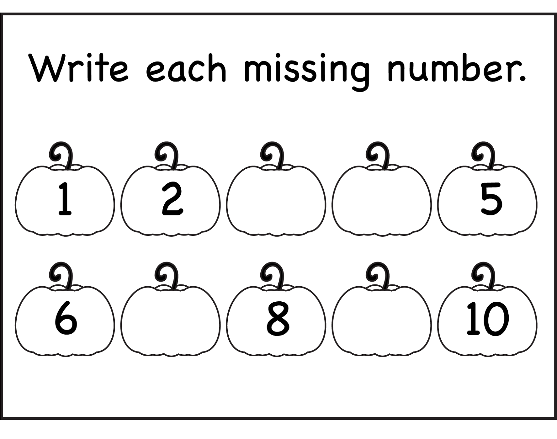 Numbers 1 To 10 Worksheet For Kindergarten