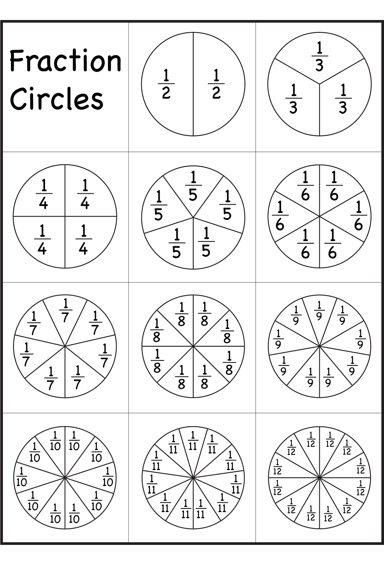 percent circle template for school