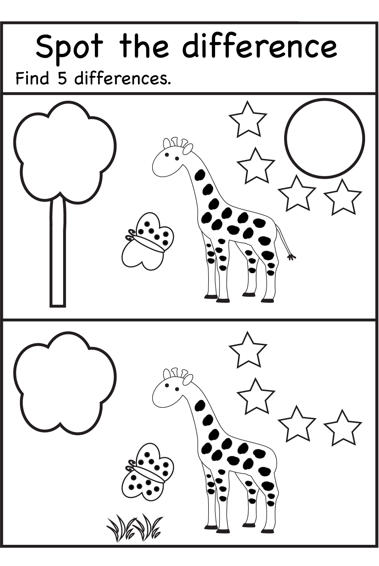 spot the difference worksheets animal