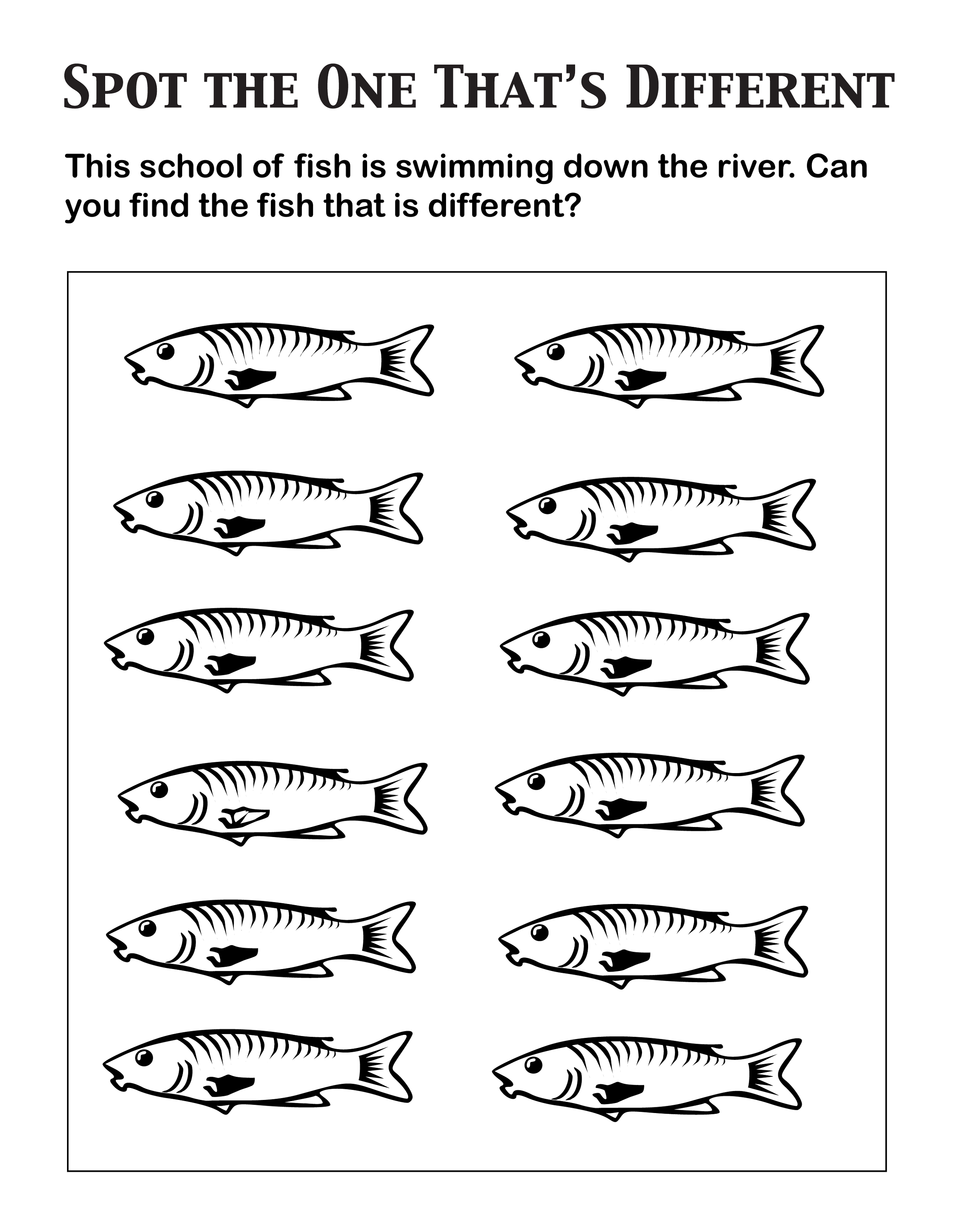 spot the difference worksheets fish